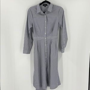 J. Crew Navy & White striped button up midi dress